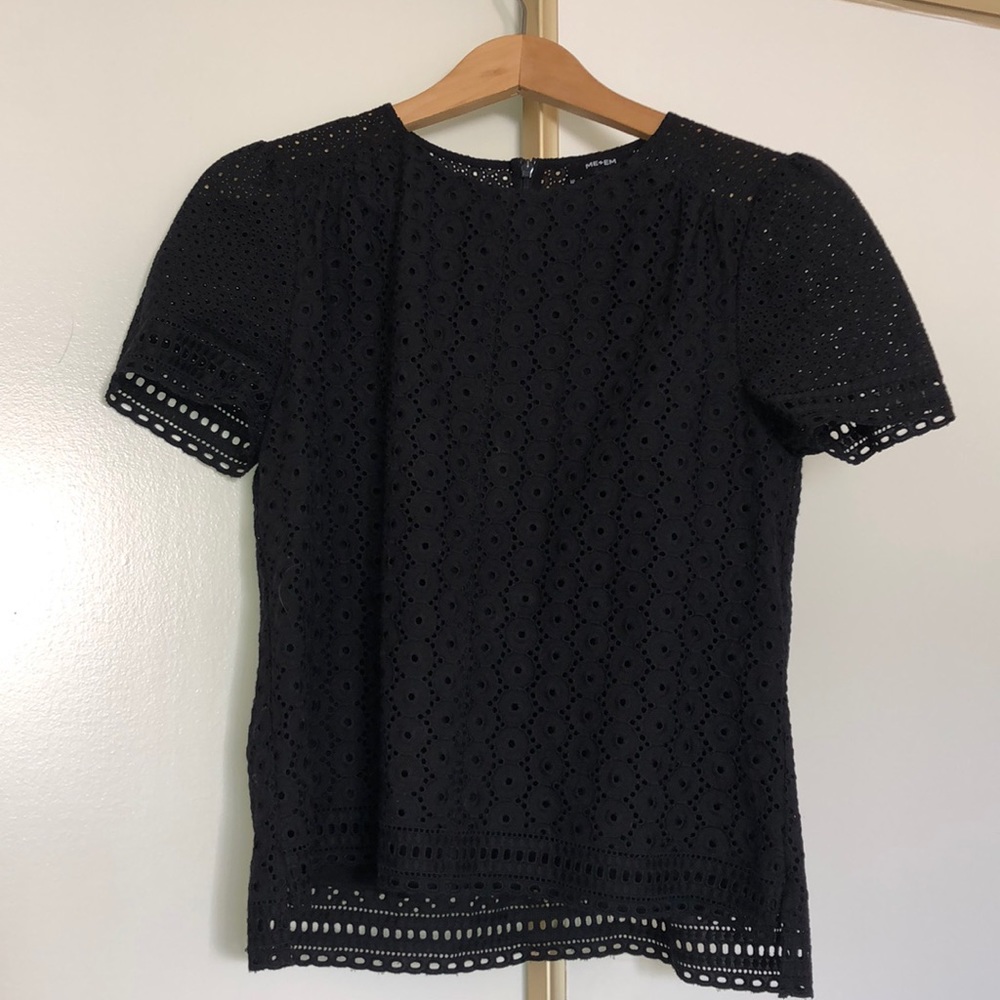 ME+EM black lace blouse - zip at neck - size 10